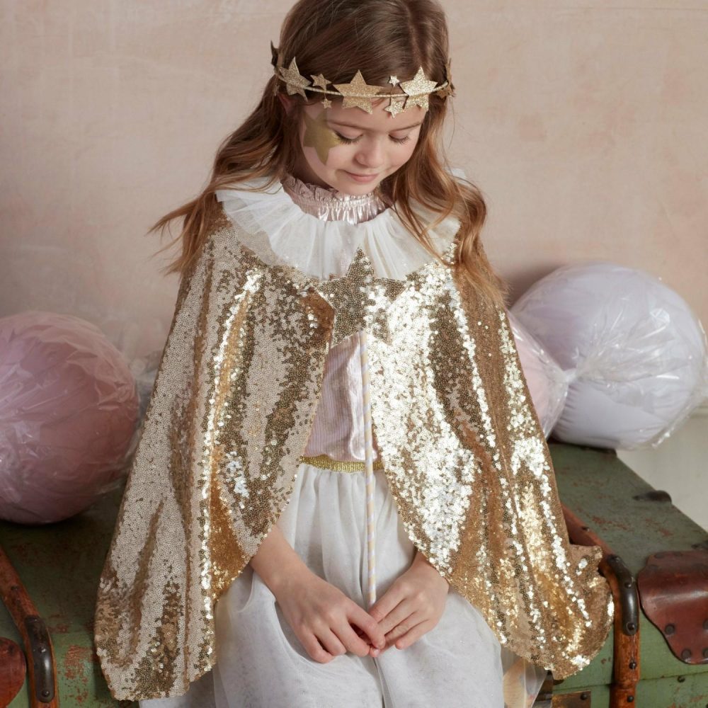 Christmas Costumes | Gold Sparkle Cape Costume Christmas Costumes Christmas Costumes