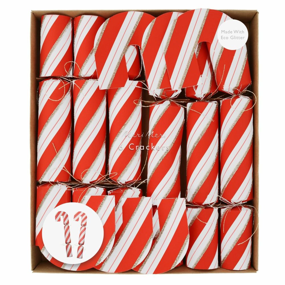 Crackers & Surprise Balls | Candy Cane Shape Crackers (X 6) Crackers & Surprise Balls Crackers & Surprise Balls