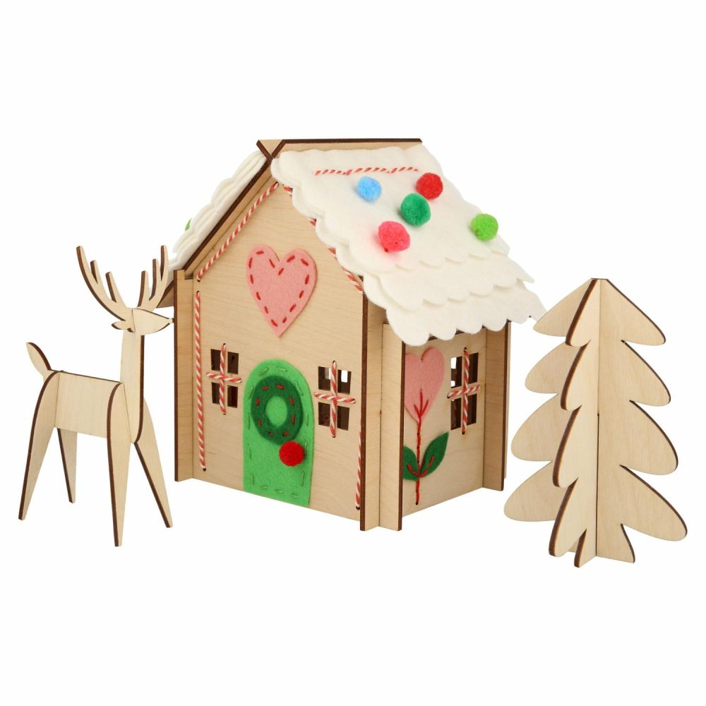 Craft Kits | Wooden Embroidery Gingerbread House Kit Craft Kits Craft Kits