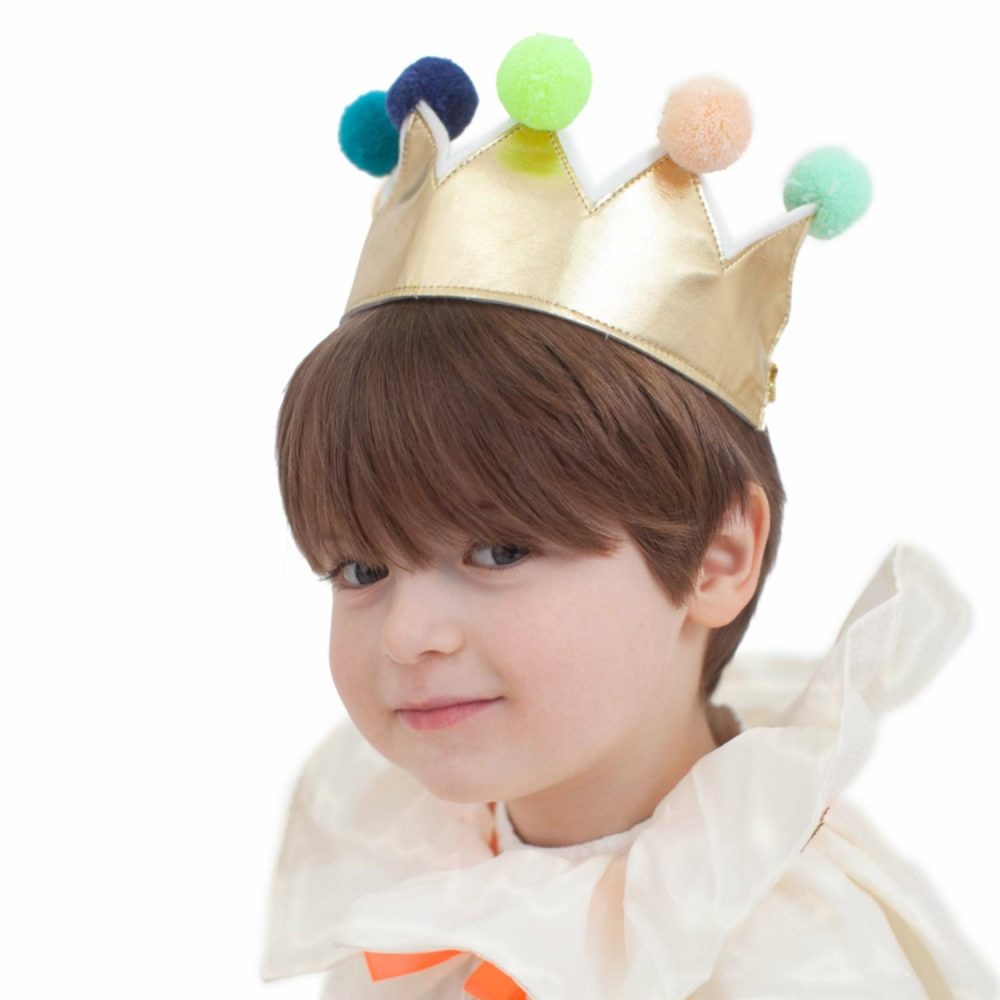 Crowns & Headwear | Gold Pompom Crown Costumes & Dress Up Crowns & Headwear