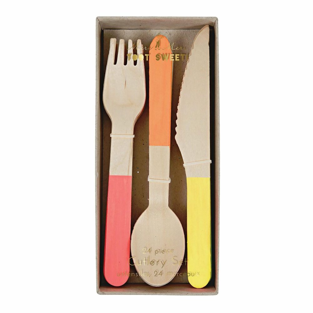 Cutlery | Neon Wooden Cutlery Set (X 24) Cutlery Cutlery