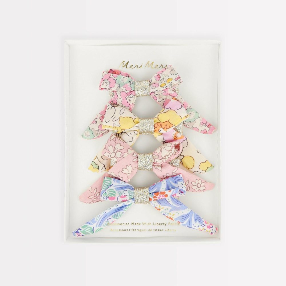 Hair Accessories | Floral Bow Hair Clips (X 4) Hair Accessories Hair Accessories