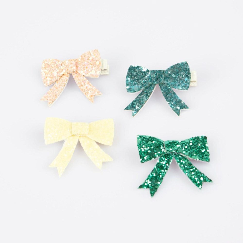 Hair Accessories | Glitter Bow Hair Clips (X 4) Hair Accessories Hair Accessories