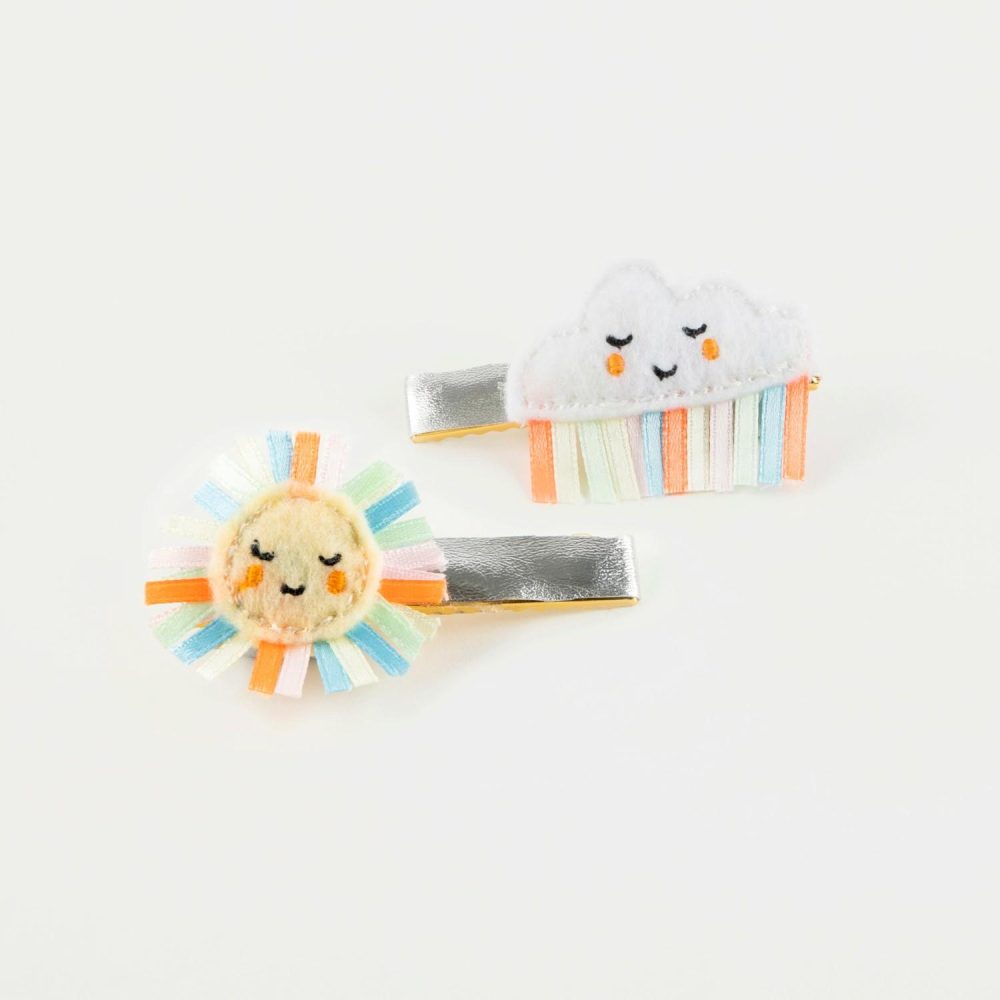 Hair Accessories | Rainbow Sun & Cloud Hair Clips (X 2) Hair Accessories Hair Accessories