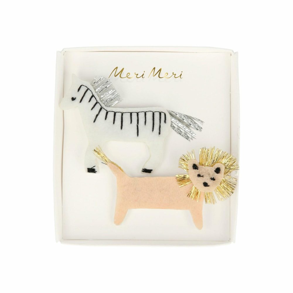 Hair Accessories | Zebra & Lion Felt Hair Clips (X 2) Hair Accessories Hair Accessories