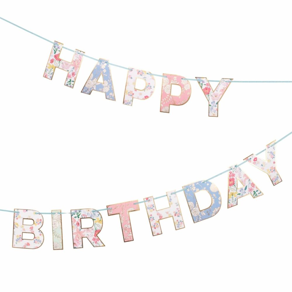 Happy Birthday Banners | English Garden Birthday Garland Happy Birthday Banners Happy Birthday Banners