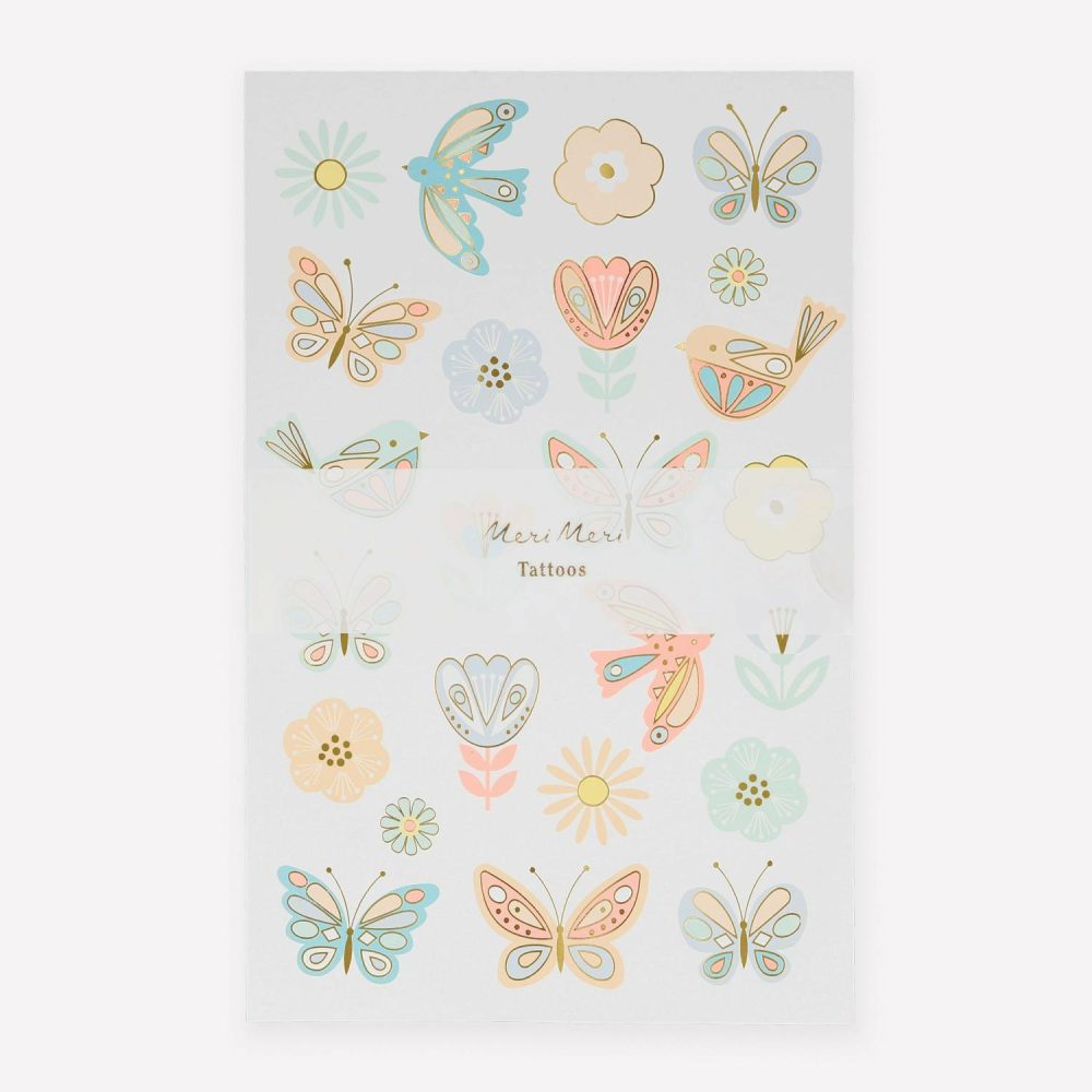 Kids Tattoos | Birds & Butterflies Tattoo Sheets (X 2 Sheets) Kids Tattoos Kids Tattoos