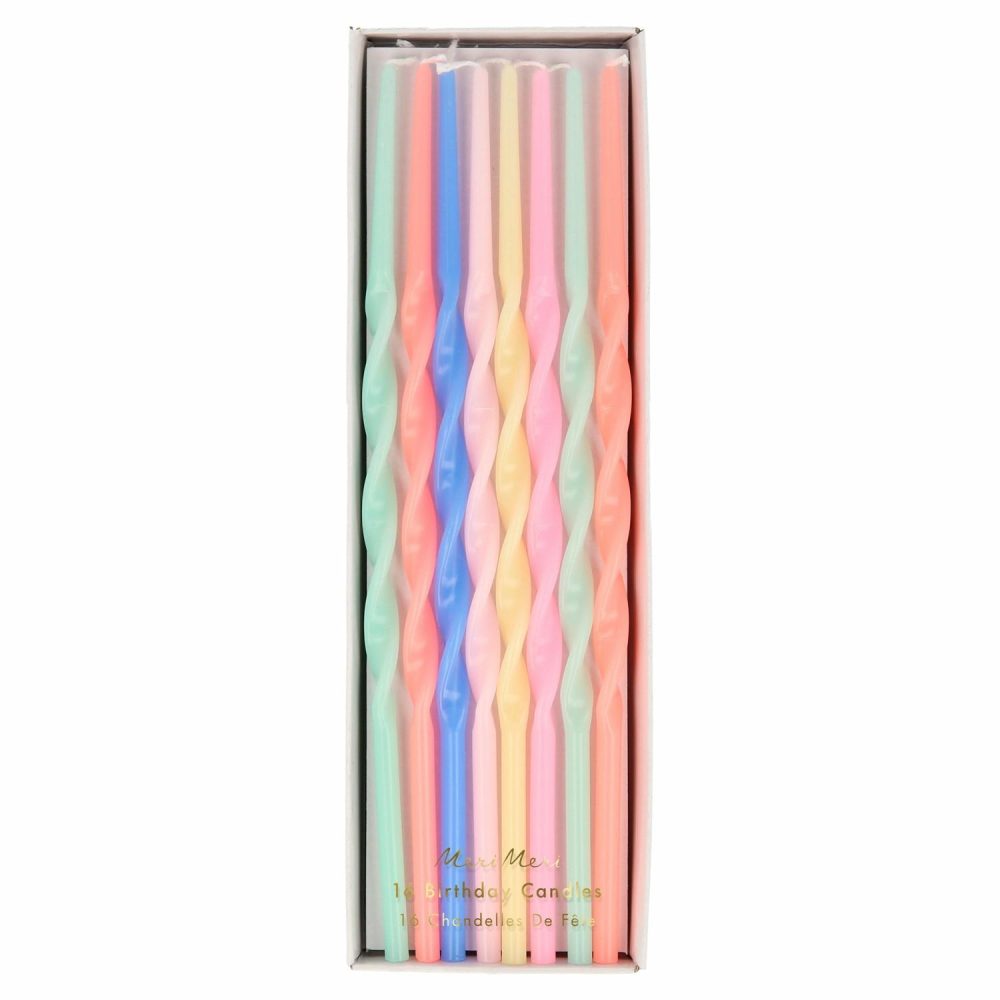 Novelty Shaped Candles | Mixed Twisted Long Candles (X 16) Candles Novelty Shaped Candles