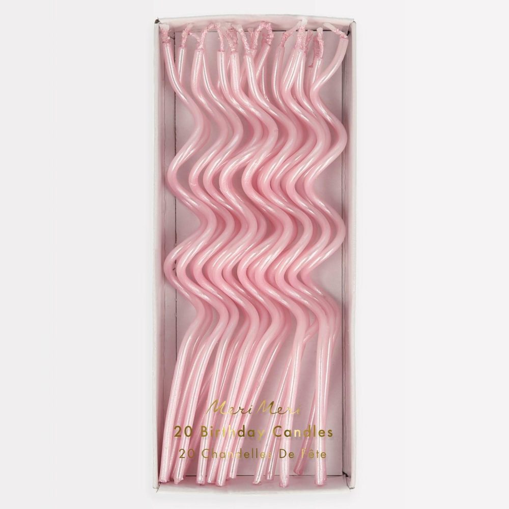 Novelty Shaped Candles | Pink Swirly Candles (X 20) Candles Novelty Shaped Candles