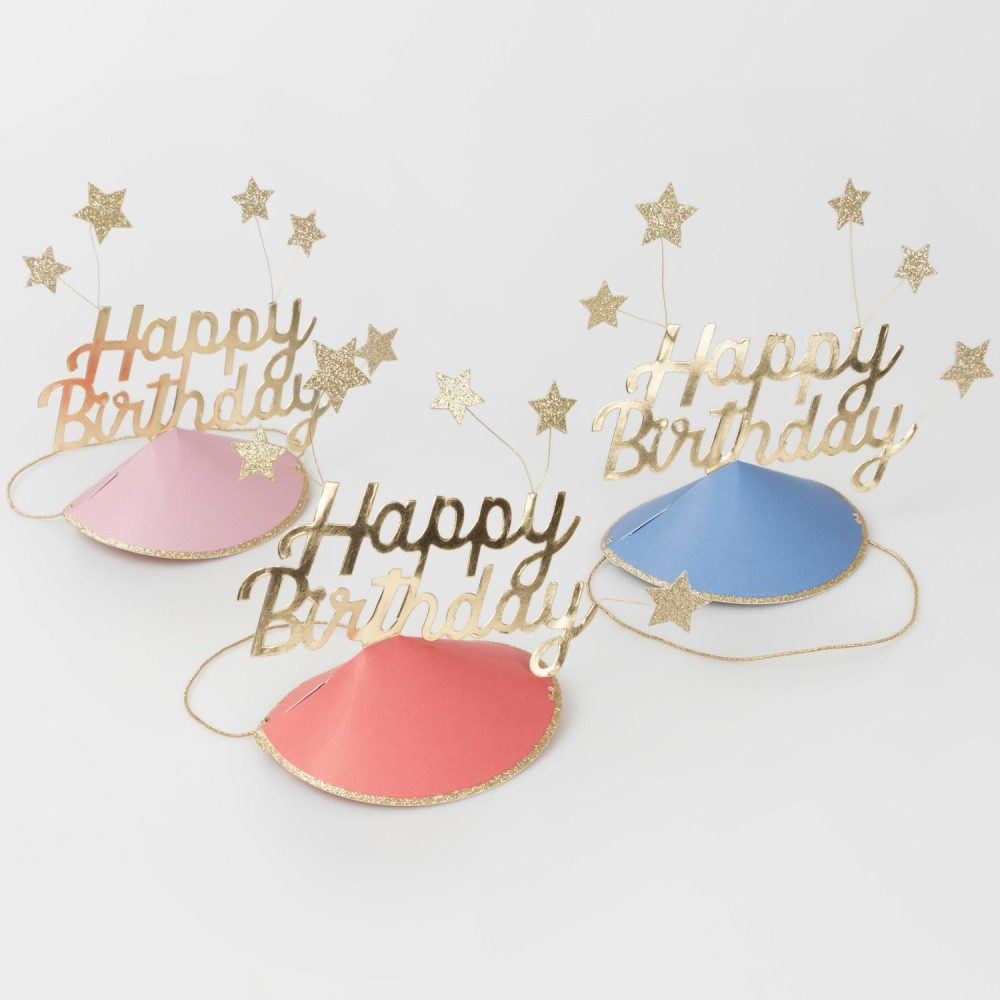 Party Hats | Happy Birthday & Stars Party Hats (X 6) Party Hats Party Hats