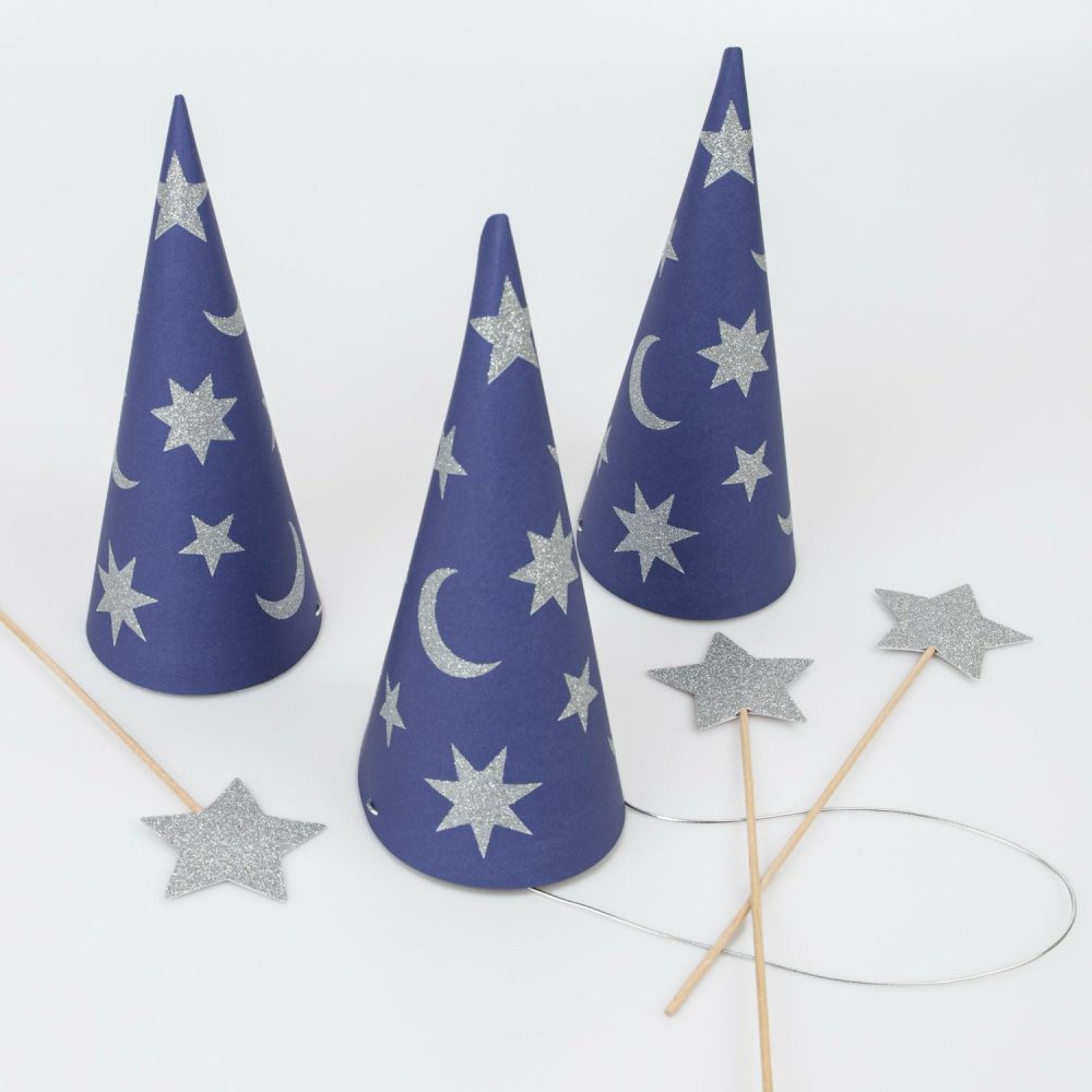 Party Hats | Wizard Party Hats & Wands (X 6) Party Hats Party Hats