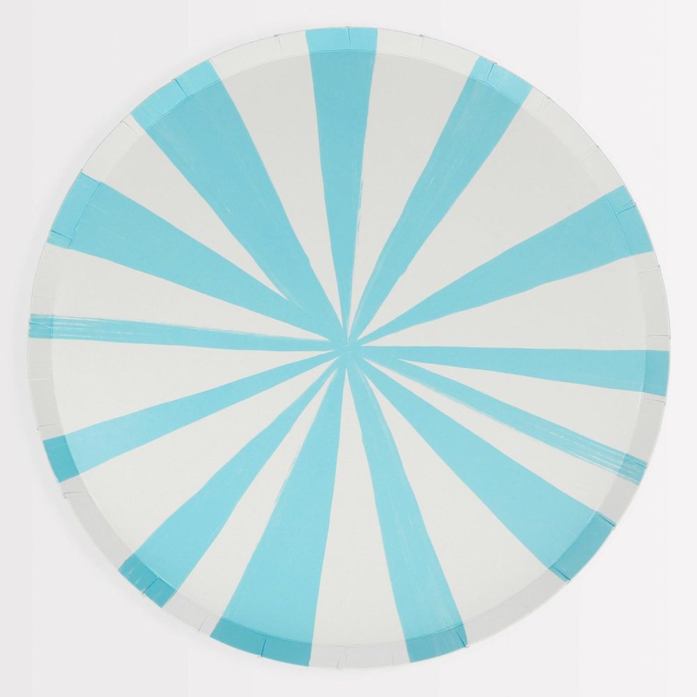 Plates, Cups & Napkins | Blue Stripe Dinner Plates (X 8) Party Supplies Plates, Cups & Napkins