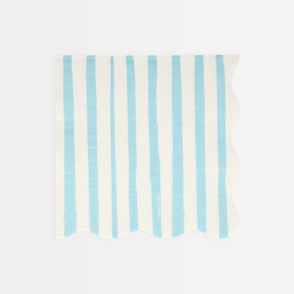 Plates, Cups & Napkins | Blue Stripe Large Napkins (X 16) Party Supplies Plates, Cups & Napkins