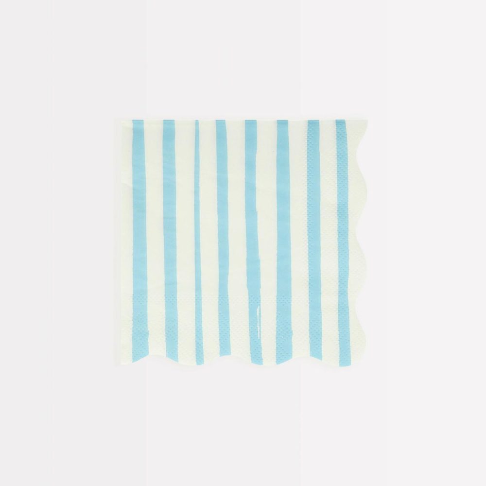 Plates, Cups & Napkins | Blue Stripe Small Napkins (X 16) Party Supplies Plates, Cups & Napkins