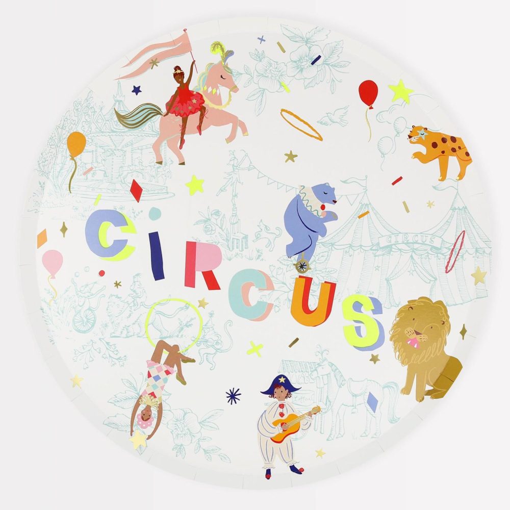 Plates, Cups & Napkins | Circus Dinner Plates (X 8) Party Supplies Plates, Cups & Napkins