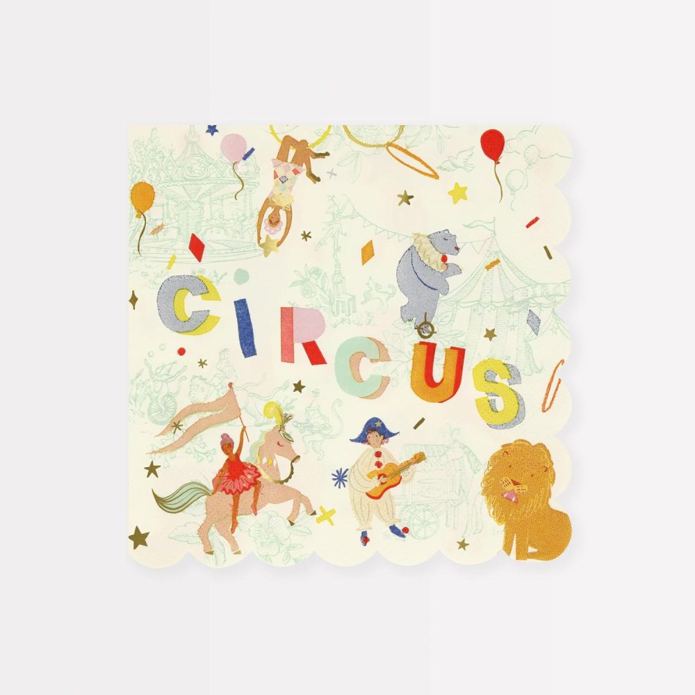 Plates, Cups & Napkins | Circus Large Napkins (X 16) Party Supplies Plates, Cups & Napkins