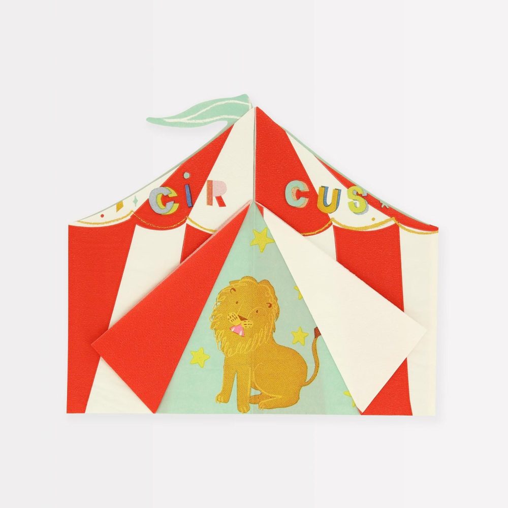 Plates, Cups & Napkins | Circus Shaped Big Top Napkins (X 16) Party Supplies Plates, Cups & Napkins