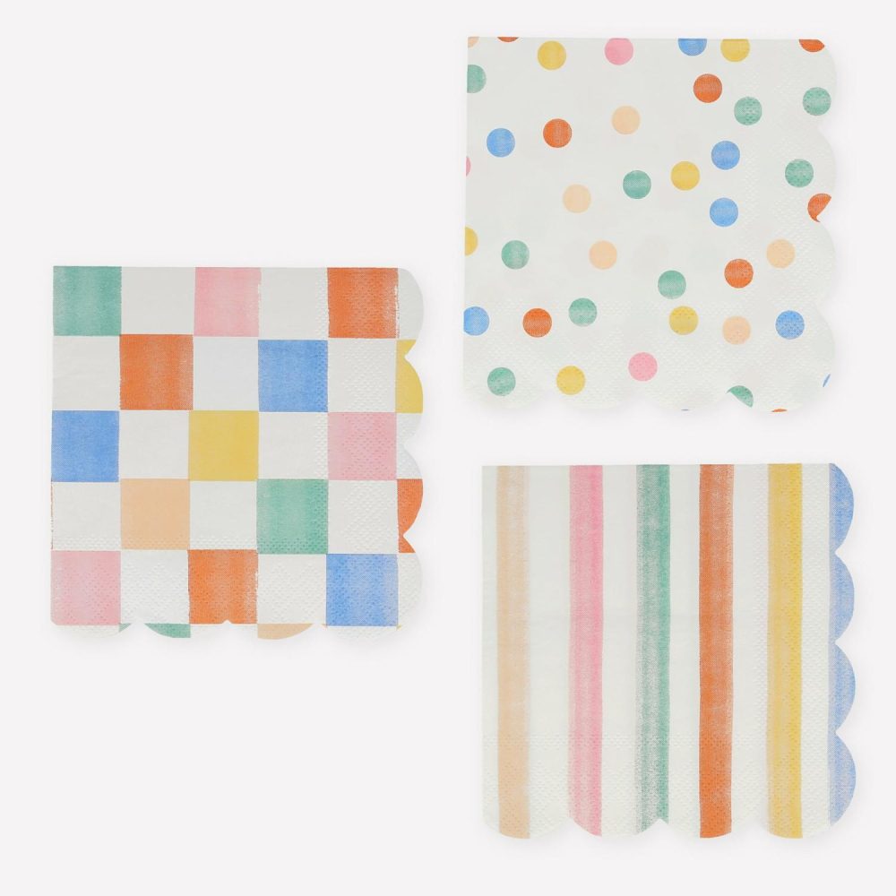 Plates, Cups & Napkins | Colorful Pattern Small Napkins (X 16) Party Supplies Plates, Cups & Napkins