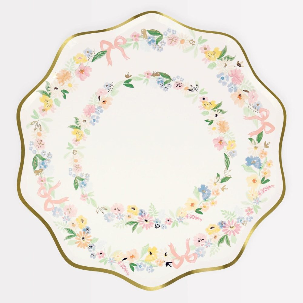 Plates, Cups & Napkins | Elegant Floral Dinner Plates (X 8) Party Supplies Plates, Cups & Napkins