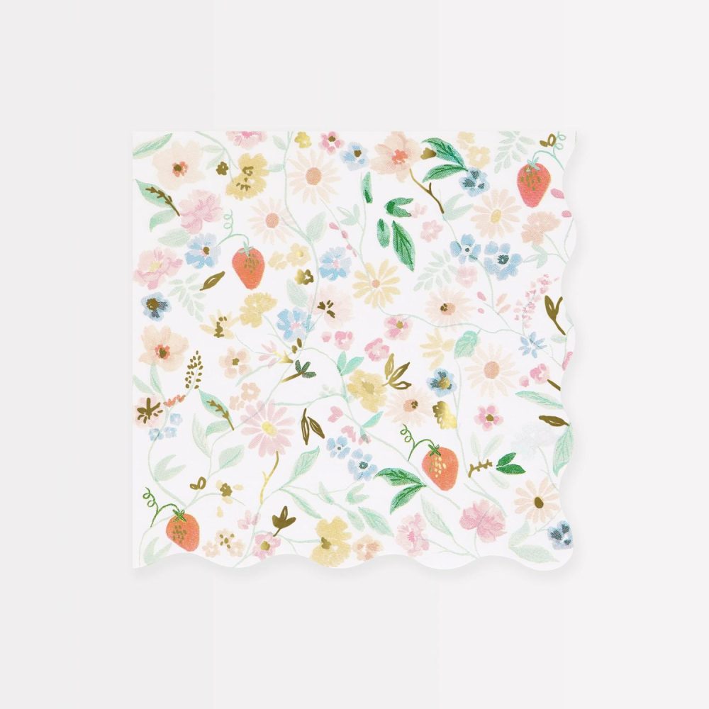 Plates, Cups & Napkins | Elegant Floral Large Napkins (X 16) Party Supplies Plates, Cups & Napkins