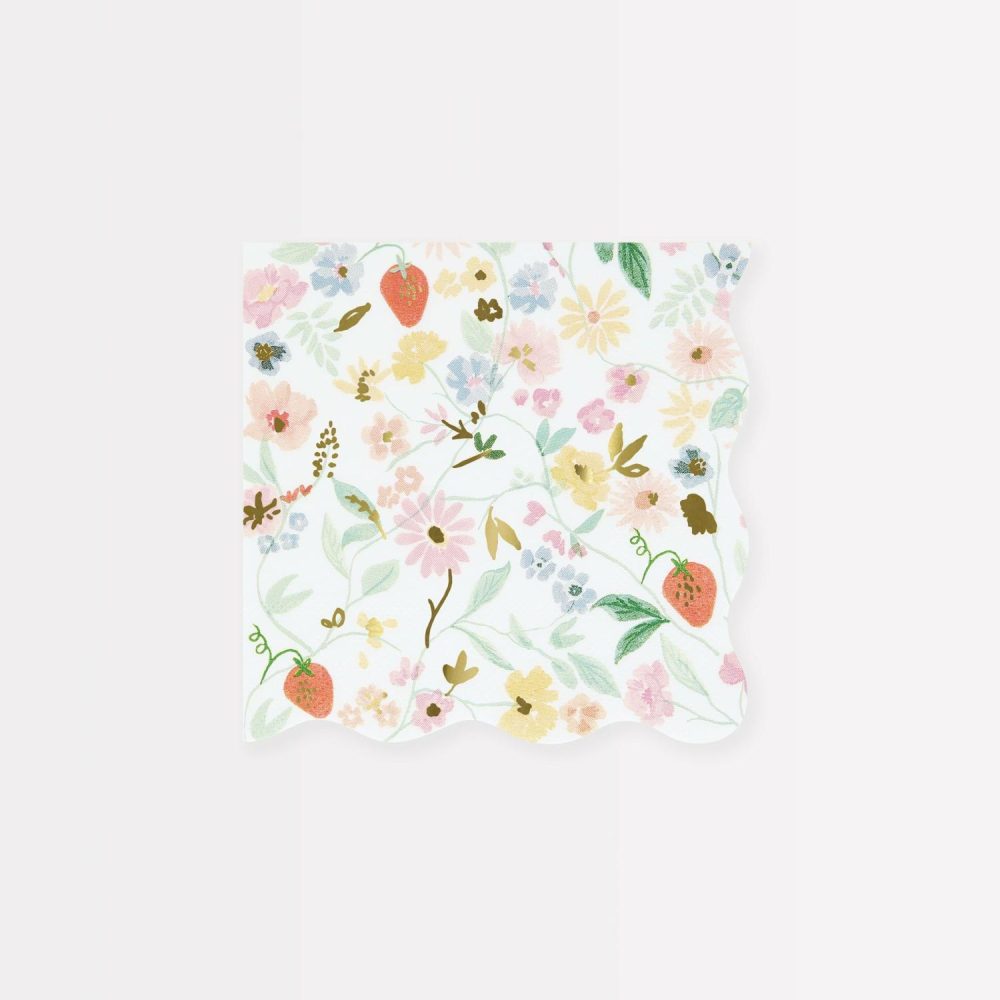 Plates, Cups & Napkins | Elegant Floral Small Napkins (X 16) Party Supplies Plates, Cups & Napkins