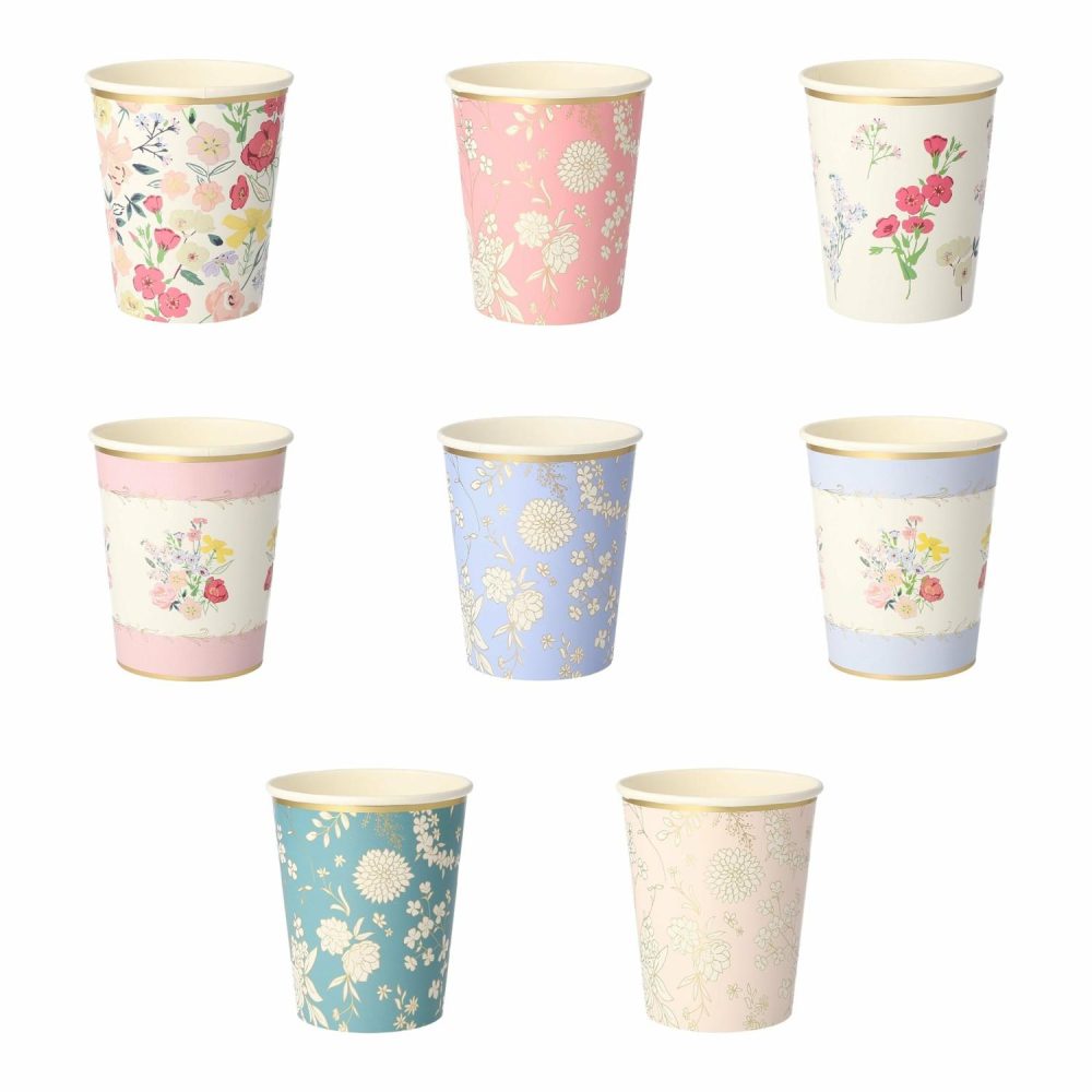 Plates, Cups & Napkins | English Garden Party Cups (X 8) Party Supplies Plates, Cups & Napkins