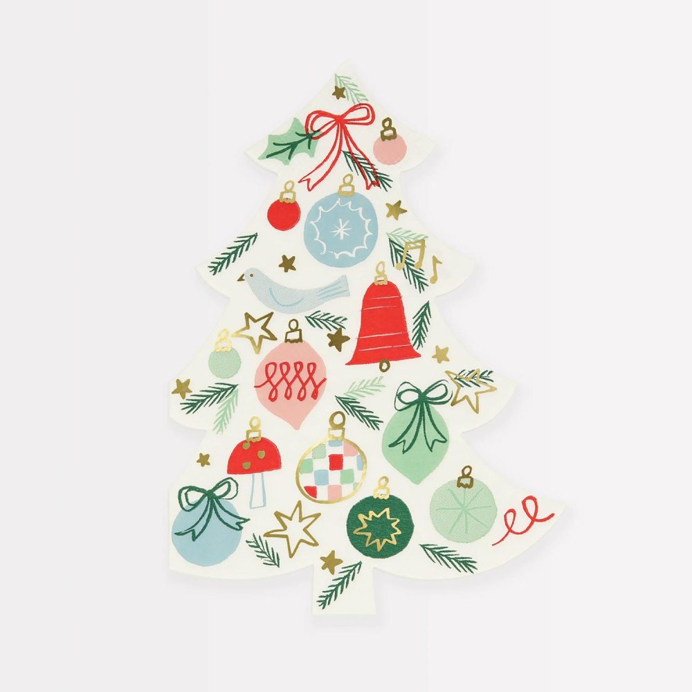 Plates, Cups & Napkins | Festive Pattern Tree Napkins (X 16) Party Supplies Plates, Cups & Napkins