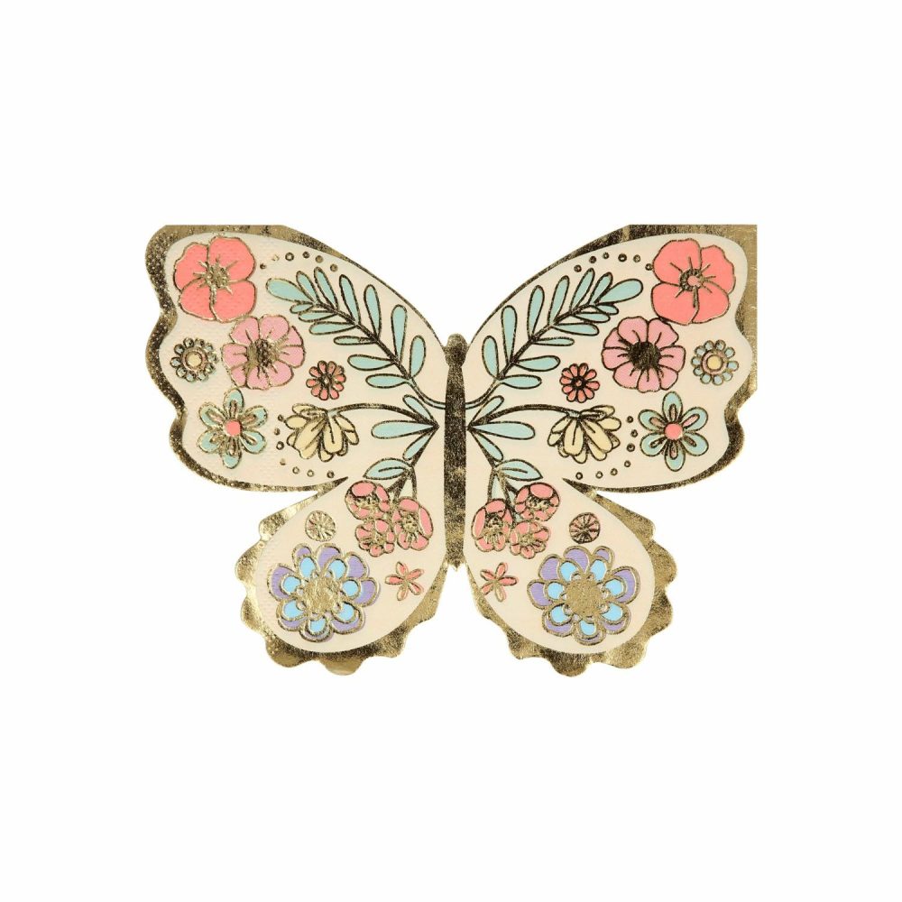 Plates, Cups & Napkins | Floral Butterfly Napkins (X 16) Party Supplies Plates, Cups & Napkins