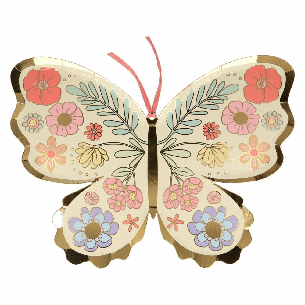 Plates, Cups & Napkins | Floral Butterfly Plates (X 8) Party Supplies Plates, Cups & Napkins