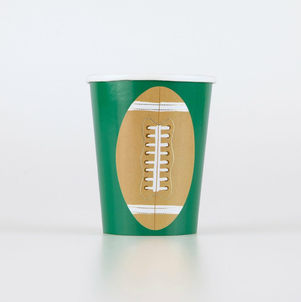 Plates, Cups & Napkins | Football Cups (X 8) Party Supplies Plates, Cups & Napkins