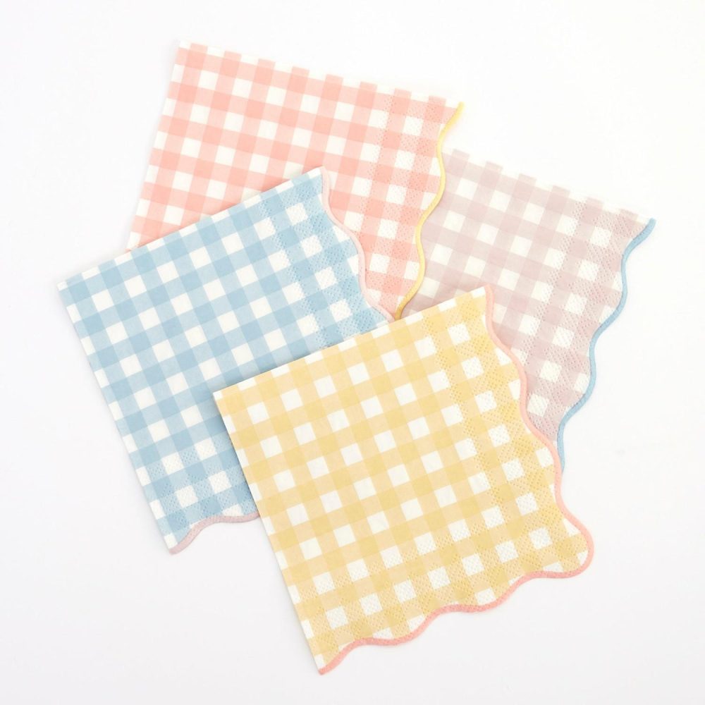 Plates, Cups & Napkins | Gingham Large Napkins (X 20) Party Supplies Plates, Cups & Napkins