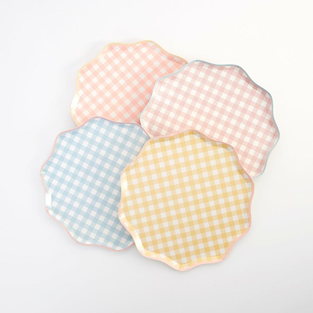 Plates, Cups & Napkins | Gingham Side Plates (X 12) Party Supplies Plates, Cups & Napkins