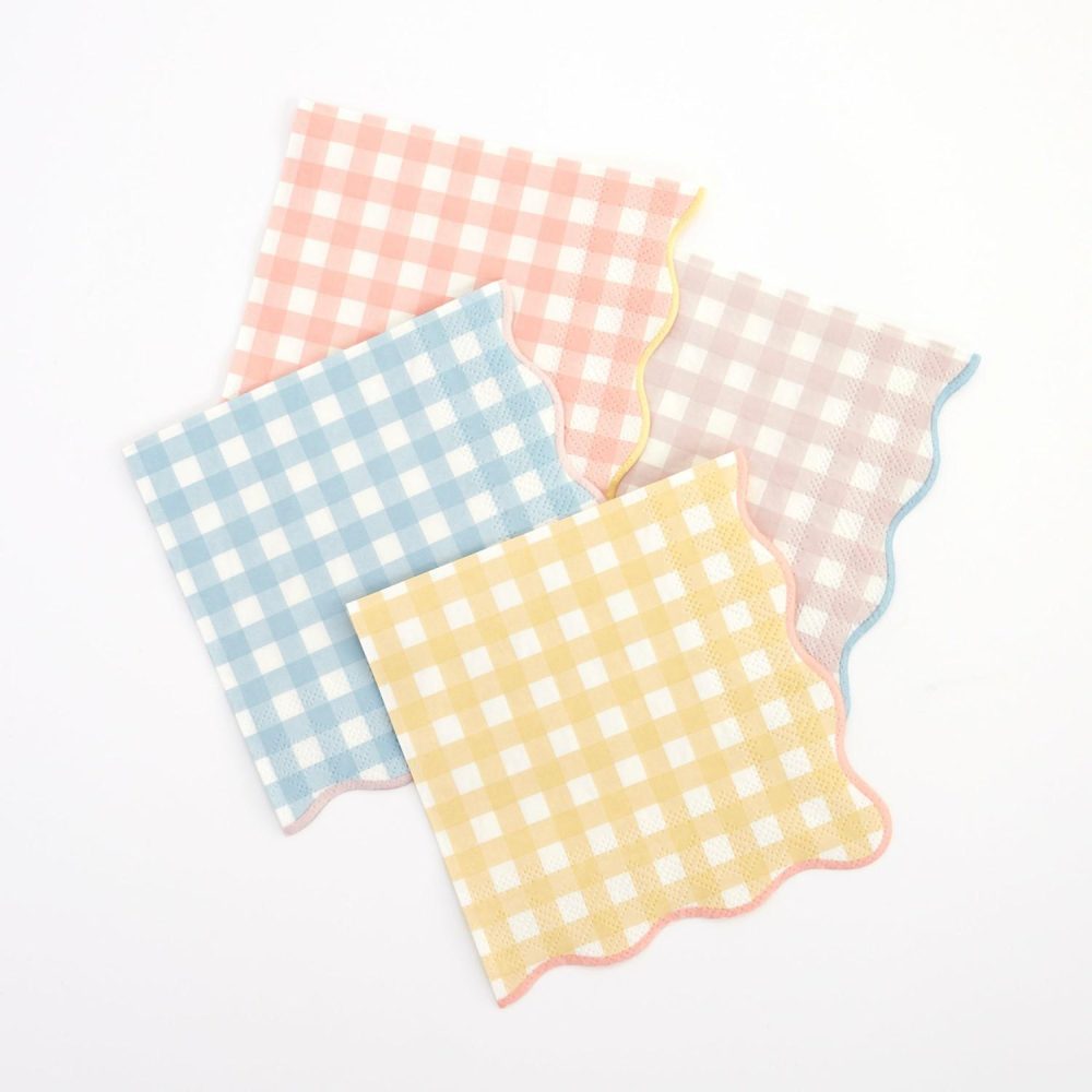 Plates, Cups & Napkins | Gingham Small Napkins (X 20) Party Supplies Plates, Cups & Napkins