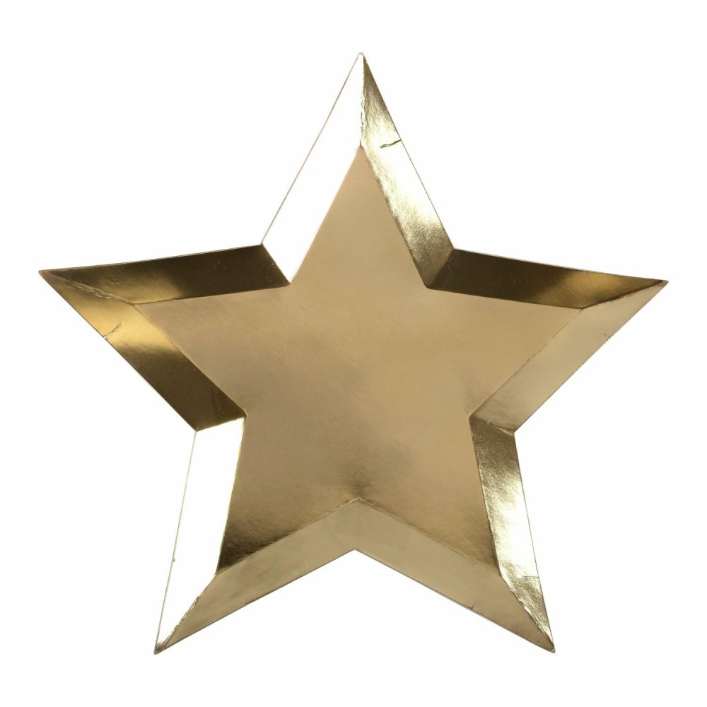 Plates, Cups & Napkins | Gold Foil Star Plates (X 8) Party Supplies Plates, Cups & Napkins