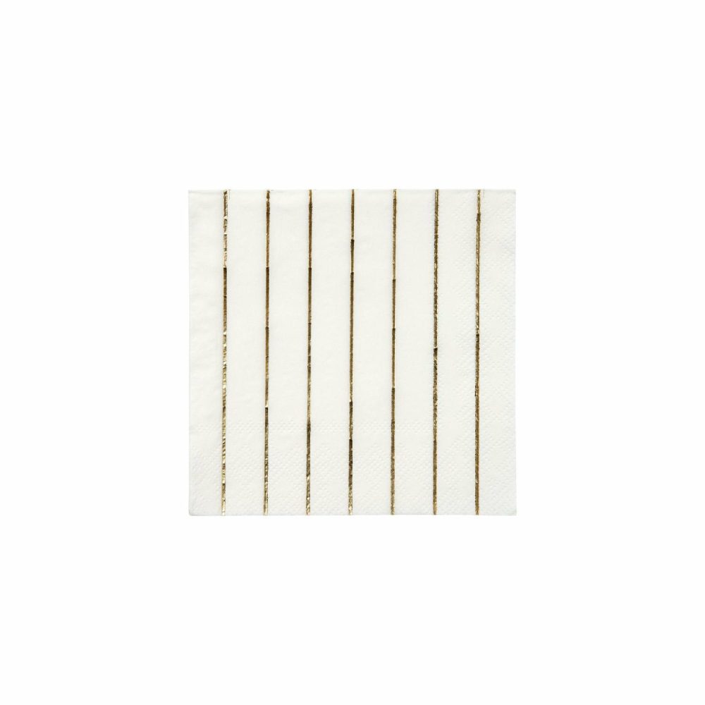 Plates, Cups & Napkins | Gold Stripe Small Napkins (X 16) Party Supplies Plates, Cups & Napkins