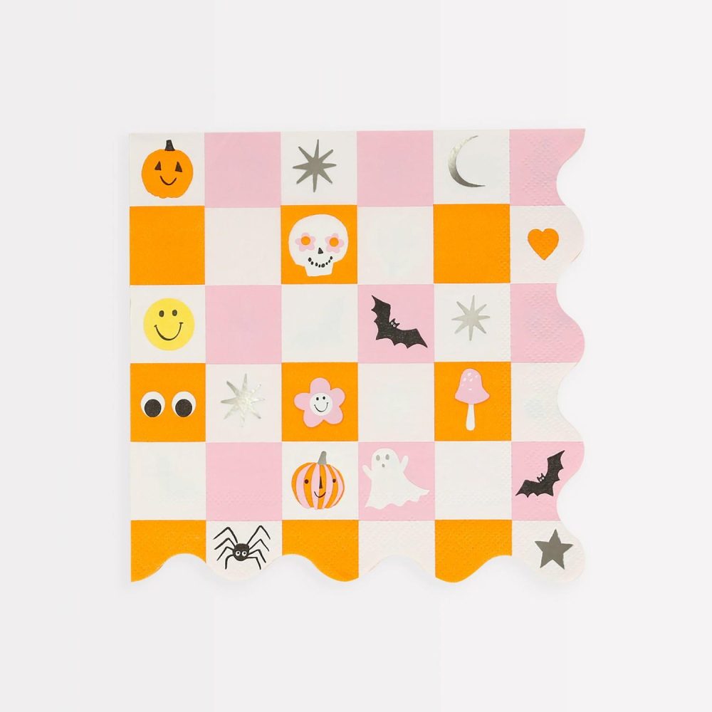 Plates, Cups & Napkins | Groovy Halloween Icon Large Napkins (X 16) Party Supplies Plates, Cups & Napkins