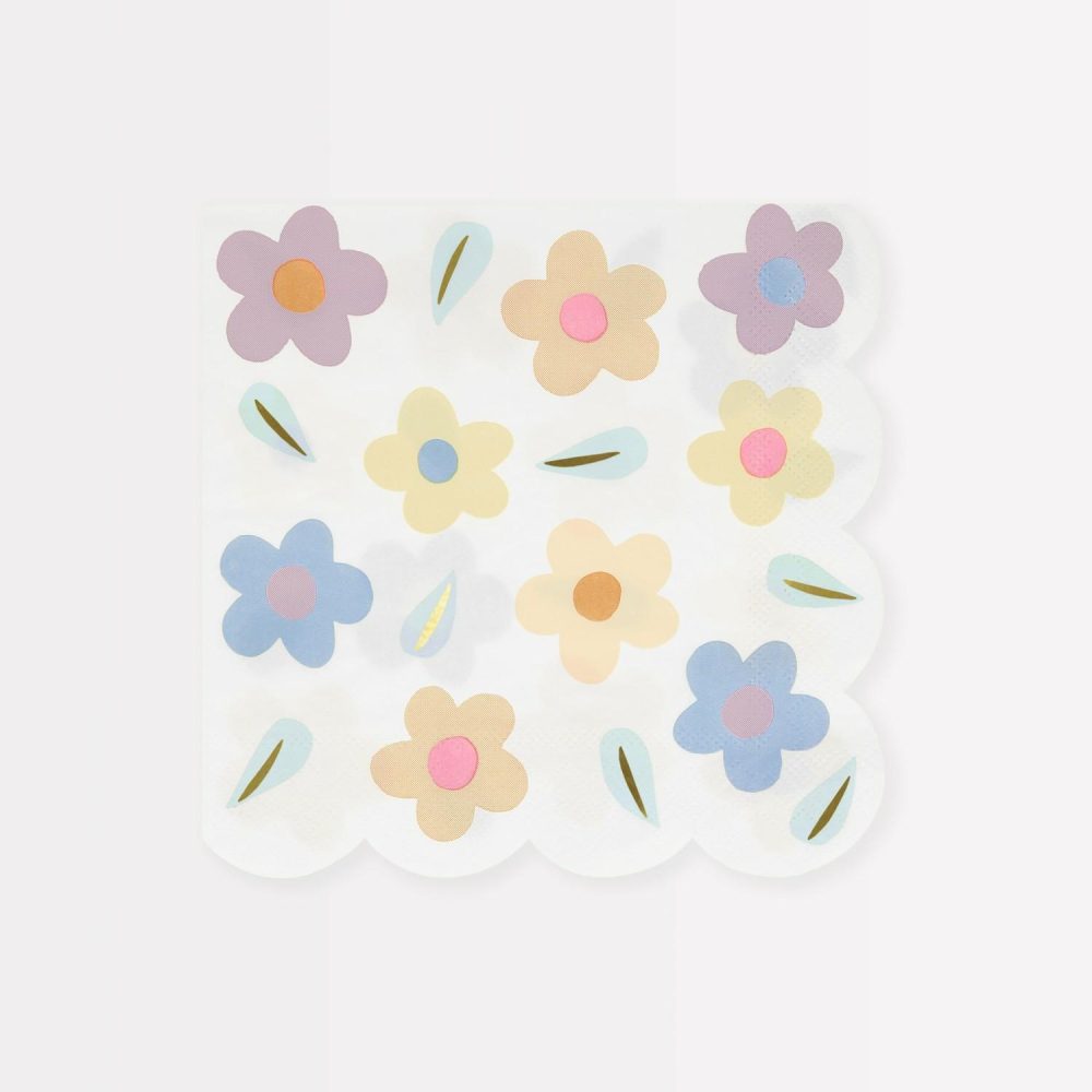 Plates, Cups & Napkins | Happy Flowers Large Napkins (X 16) Party Supplies Plates, Cups & Napkins