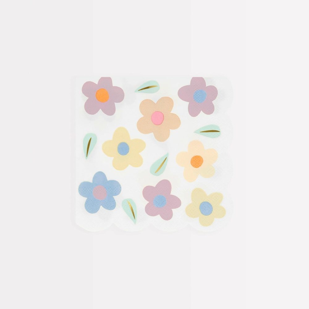 Plates, Cups & Napkins | Happy Flowers Small Napkins (X 16) Party Supplies Plates, Cups & Napkins