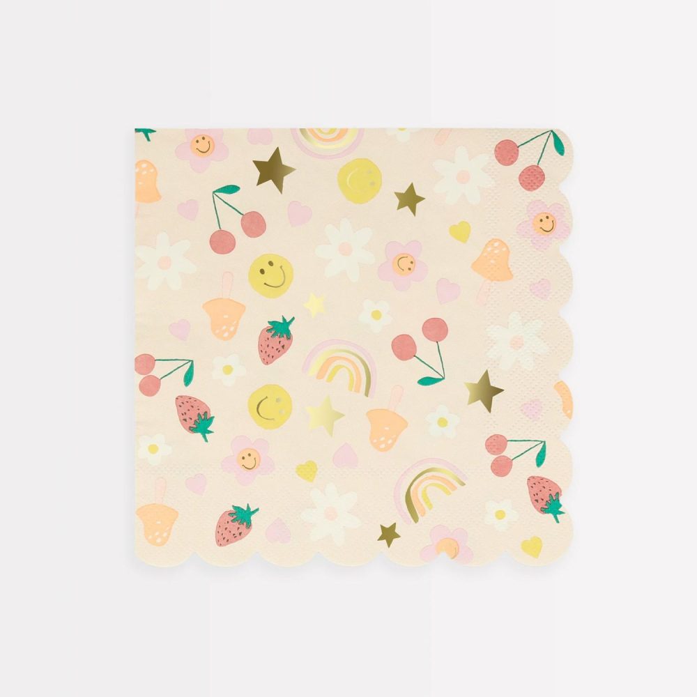 Plates, Cups & Napkins | Happy Icons Large Napkins (X 16) Party Supplies Plates, Cups & Napkins