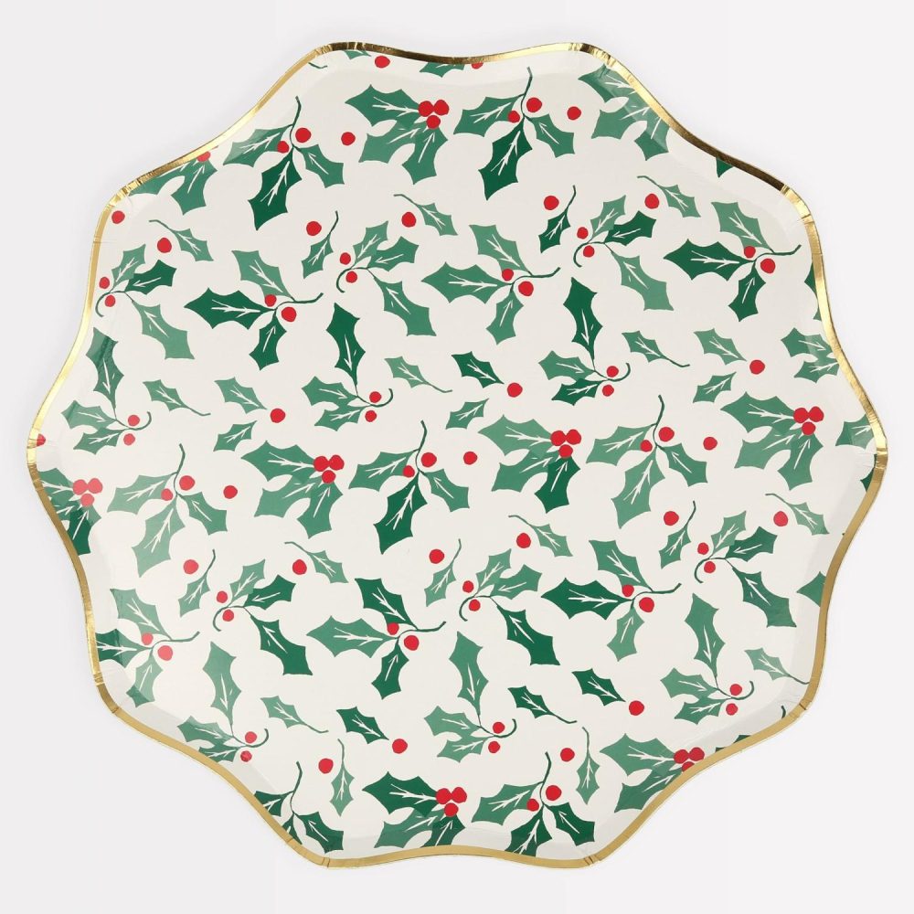 Plates, Cups & Napkins | Holly Pattern Dinner Plates (X 8) Party Supplies Plates, Cups & Napkins