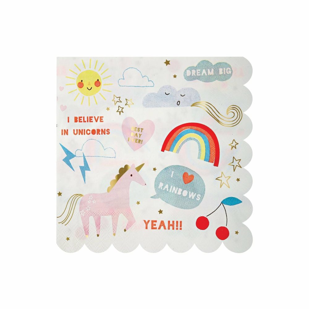 Plates, Cups & Napkins | I Believe In Unicorns Large Napkins (X 16) Party Supplies Plates, Cups & Napkins