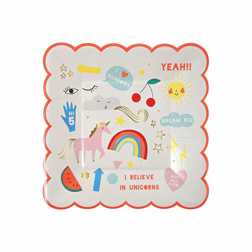 Plates, Cups & Napkins | I Believe In Unicorns Small Plates (X 8) Party Supplies Plates, Cups & Napkins