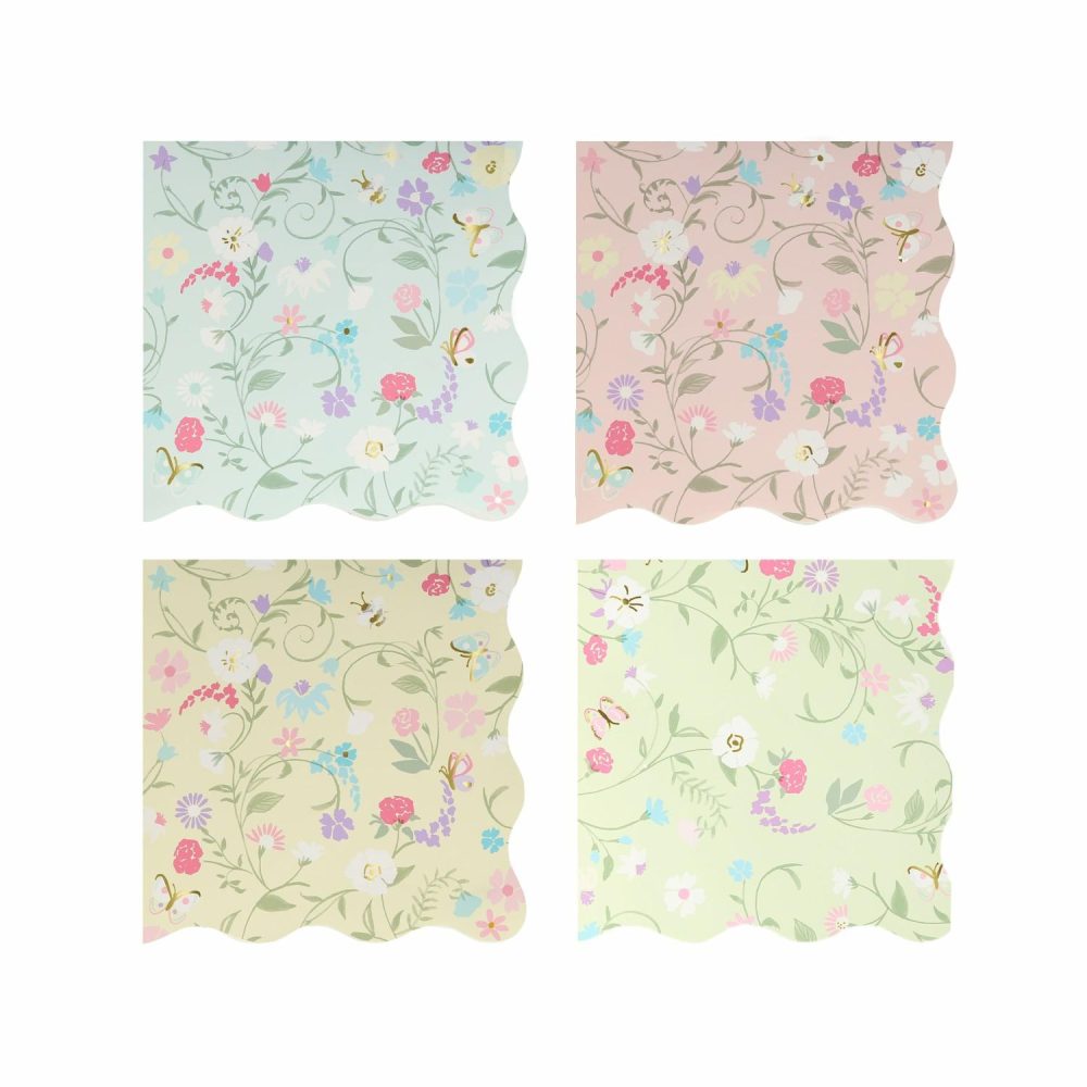 Plates, Cups & Napkins | Ladurée X Meri Meri Paris Floral Small Napkins (X 16) Party Supplies Plates, Cups & Napkins