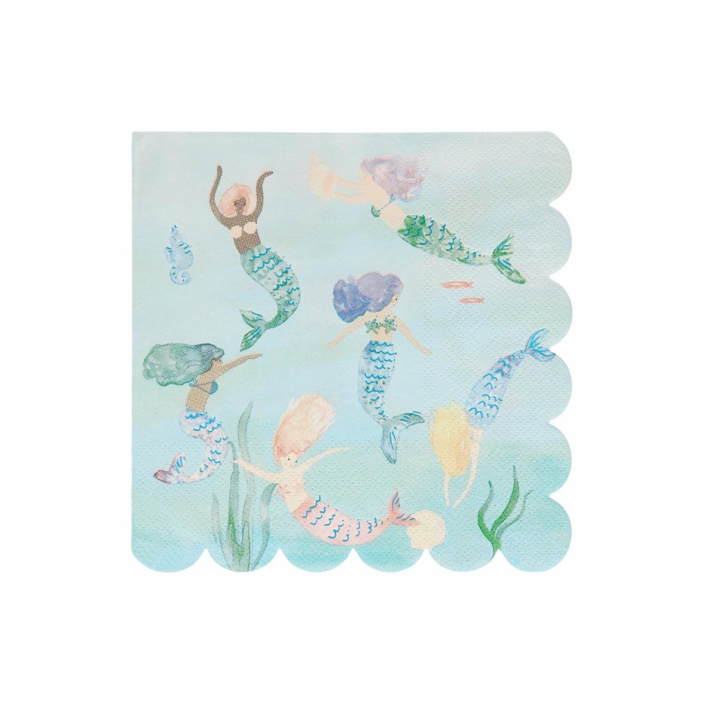 Plates, Cups & Napkins | Mermaids Swimming Napkins (X 16) Party Supplies Plates, Cups & Napkins