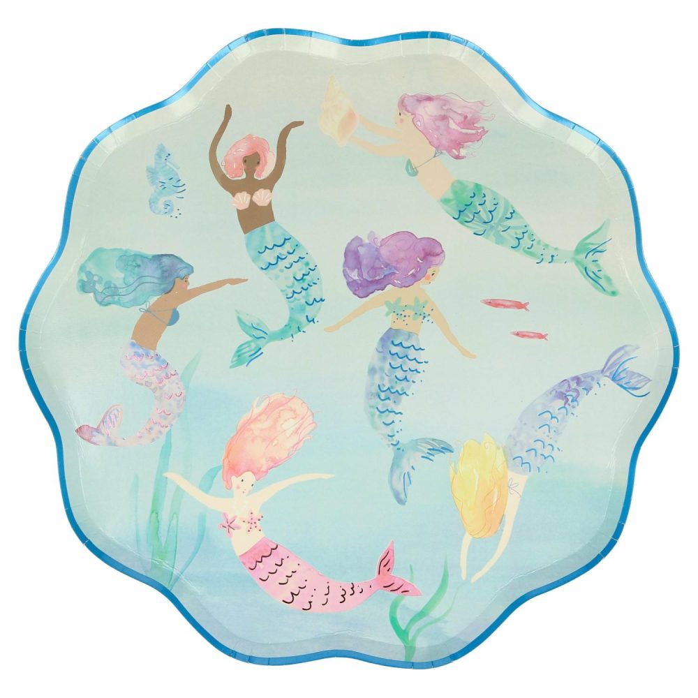 Plates, Cups & Napkins | Mermaids Swimming Plates (X 8) Party Supplies Plates, Cups & Napkins