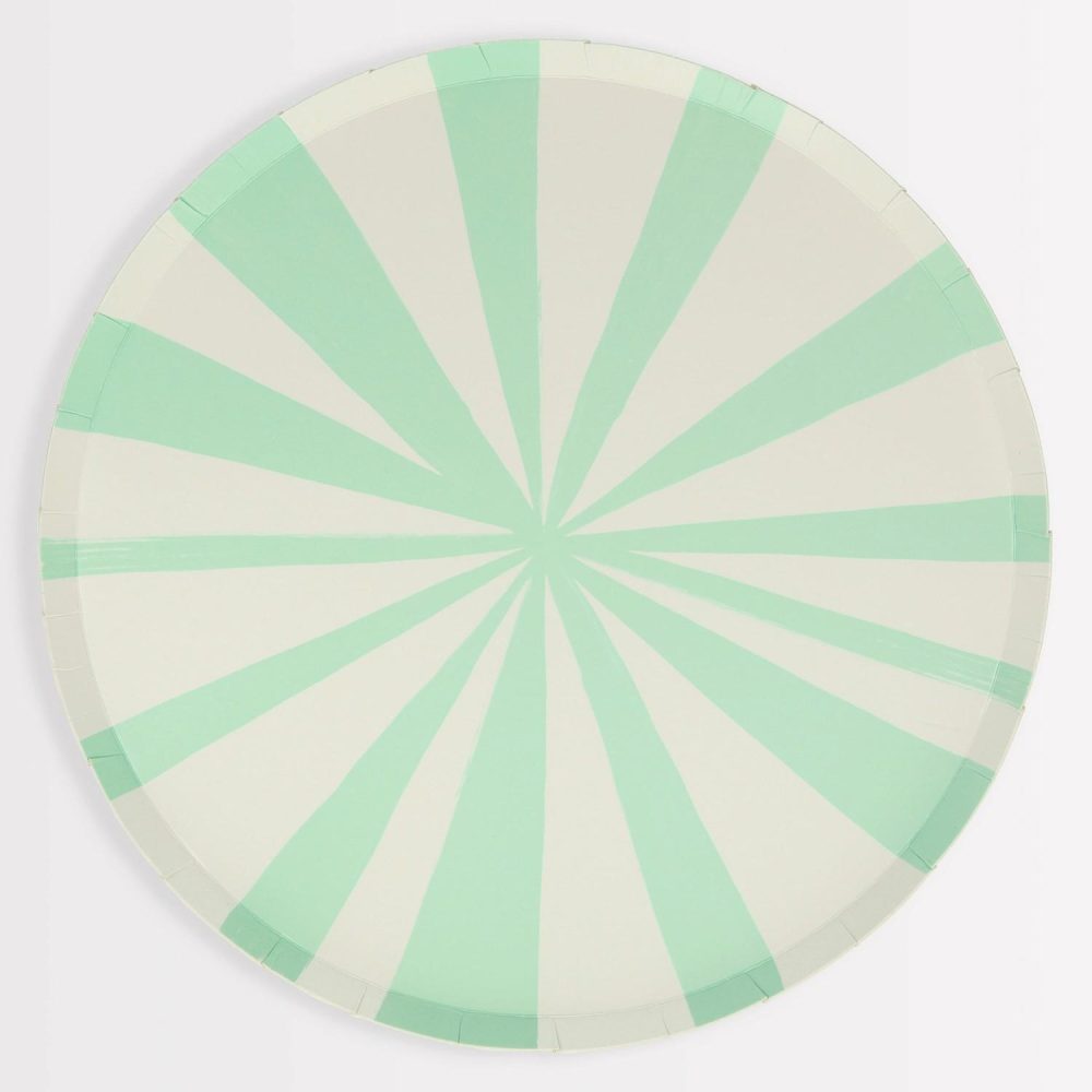 Plates, Cups & Napkins | Mint Stripe Dinner Plates (X 8) Party Supplies Plates, Cups & Napkins