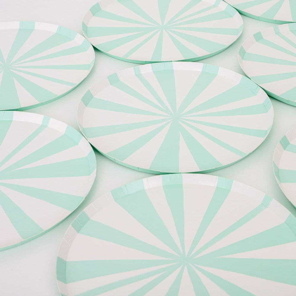 Plates, Cups & Napkins | Mint Stripe Side Plates (X 8) Party Supplies Plates, Cups & Napkins