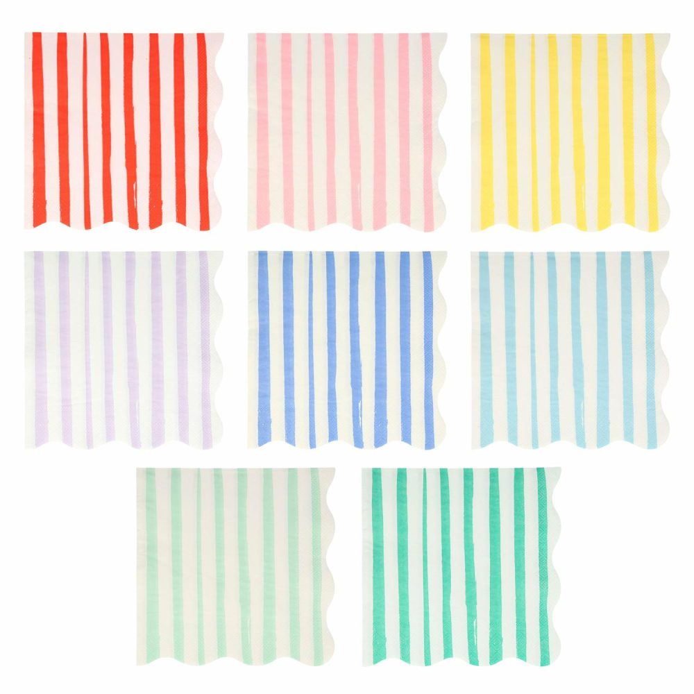 Plates, Cups & Napkins | Mixed Stripe Large Napkins (X 16) Party Supplies Plates, Cups & Napkins