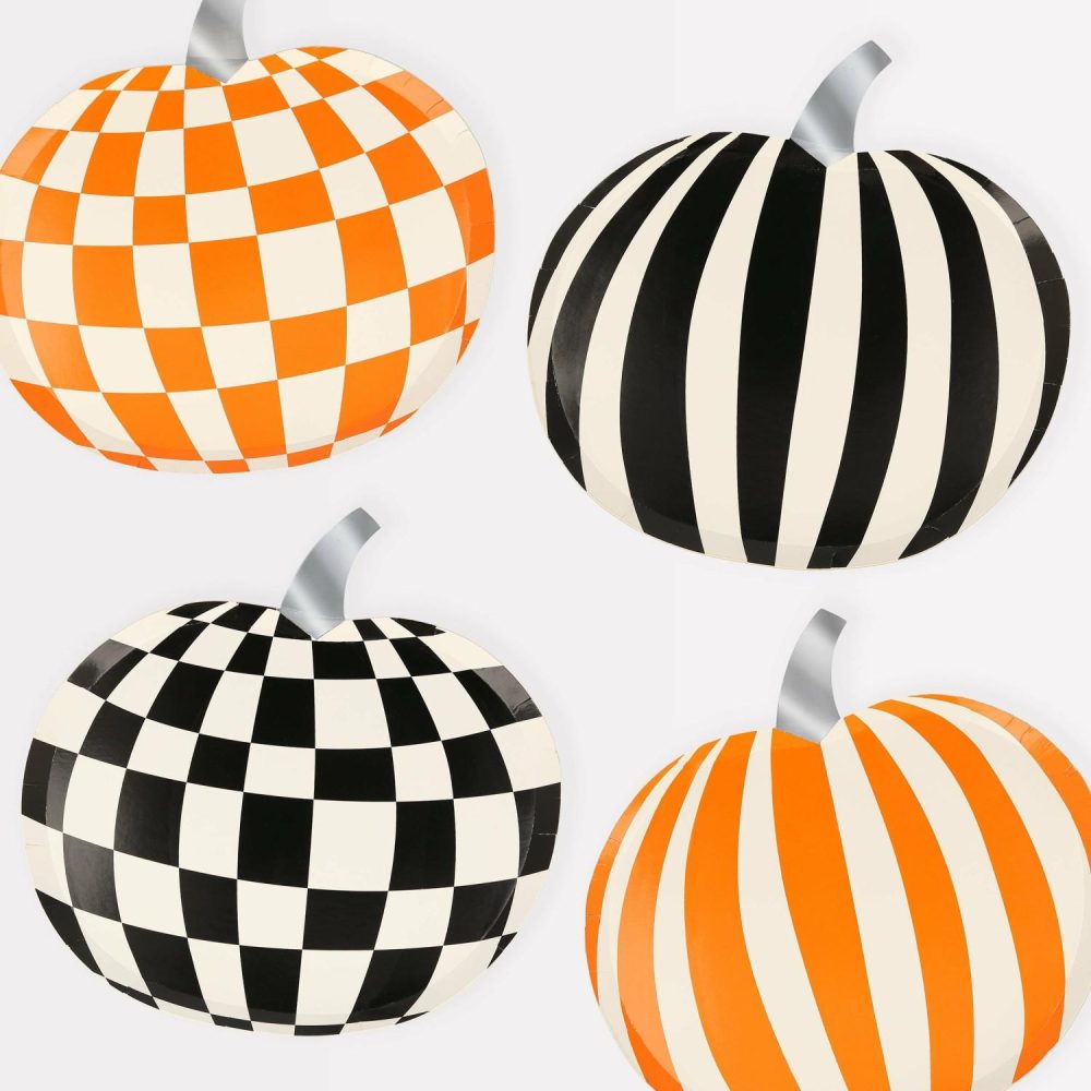 Plates, Cups & Napkins | Mod Pattern Pumpkin Plates (X 8) Party Supplies Plates, Cups & Napkins