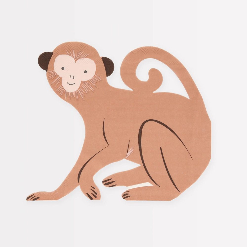 Plates, Cups & Napkins | Monkey Napkins (X 16) Party Supplies Plates, Cups & Napkins